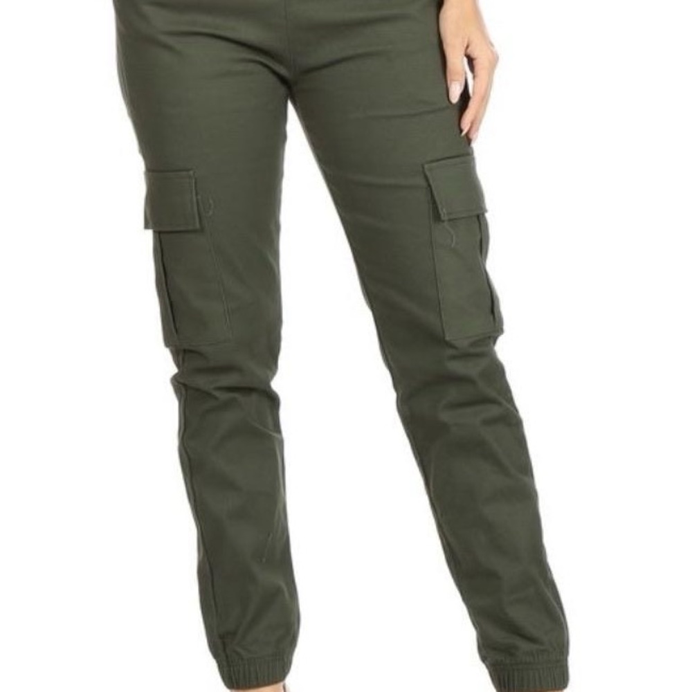 Green Track Pants with Slim Fit and Tapered Legs